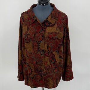 Islander Red and Brown Paisley Shirt WOMENS SIZE 3XL